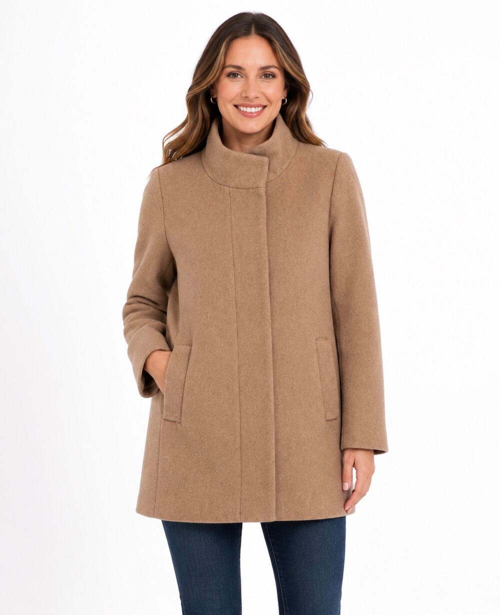 I. Crew Mercantile Wool Blend City Stadium Coat Jacket Beige Tan Zipper Women 12